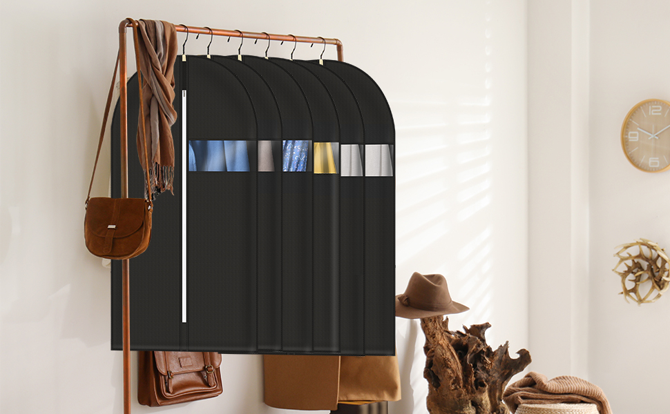 5 шт. Чохли для одягу, 60x140 см, міцні сумки для одягу з блискавкою, дихаючий матеріал, захист для костюмів, пальто, сорочок, зберігання 140x60 см