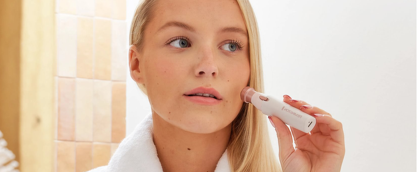 Електричний пристрій для видалення волосся Remington BareMe WFS200: 2-в-1 (рашер та тример для брів), для обличчя (верхня губа, підборіддя, щоки), водостійкий, з LED-підсвічуванням, USB-C, щітка, захисна кришка