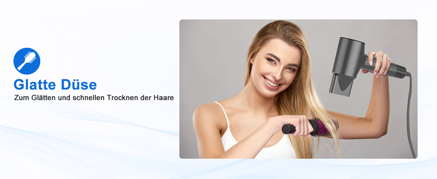 Фен для волосся з плазмою та безщітковим мотором 110 000 об/хв – швидке сушіння, тиха робота, з магнітною насадкою, для дому та подорожей (темно-сірий)