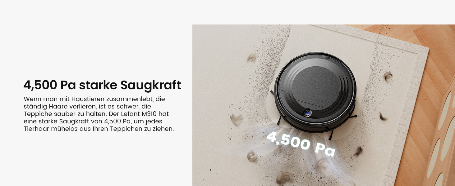 Робот-пилосос LEFANT M310: потужний, з Wi-Fi, для тварин та твердих поверхонь