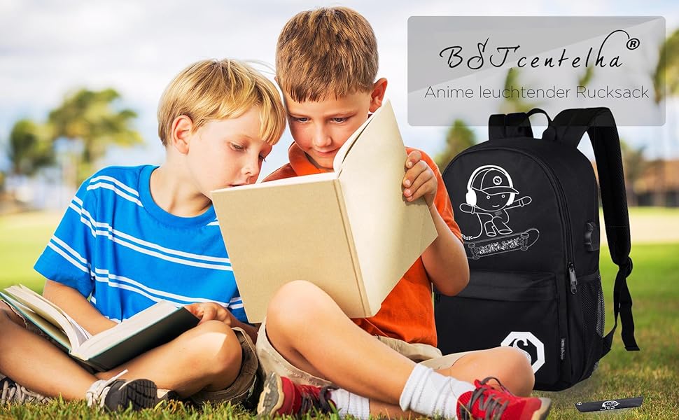 Шкільний рюкзак для хлопчика BSTcentelha з USB-портом та зарядкою, чорний