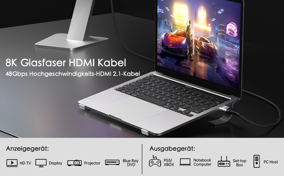 HDMI 2.1 кабель TEFLOTY: 8K, 48Gbps, Ultra Highspeed, підтримка 8K@60Hz, 4K@120Hz, eARC, HDCP 2.2/2.3, DTS:X, Dolby Atmos, сумісний з HDTV, PS5/4/3, Xbox Series X/S, моніторами