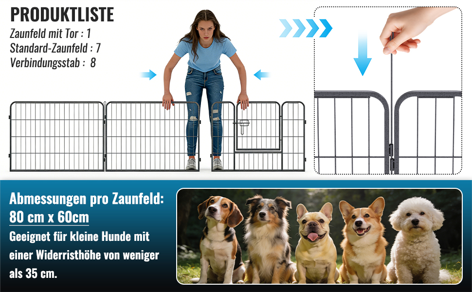 Металевий вольєр для собак та цуценят, переносний загон для тварин, вигульний майданчик на вулицю (12 шт.)