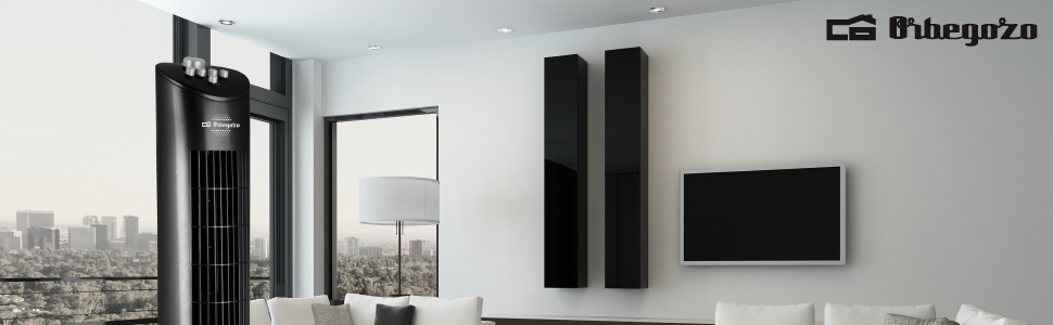 Турбовентилятор Orbegozo TW 0800 з таймером, відсіком для ефірних олій, 3 швидкості, поворотний, 60 Вт, чорний