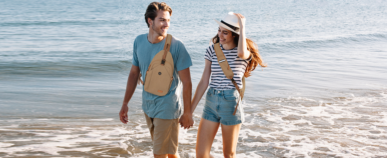 Чоловіча нагрудна сумка через плече з канвасу, водонепроникна, антикрадіжна, для подорожей, спорту та активного відпочинку (колір: коричневий, розмір: L)