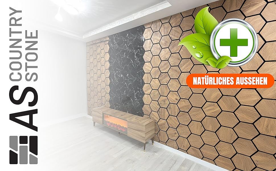 Акустичні настінні панелі AS Country Stone® з натурального дерева, 80x65 см, шумопоглинаючі декоративні панелі для офісу та дому (4 шт., колір Karina)