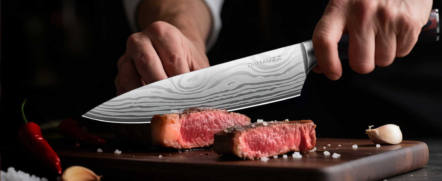 Професійний ніж для м'яса Kochmesser 20 см з нержавіючої сталі 5Cr15MoV, кухонний ніж з ергономічною ручкою, універсальний ніж для нарізки