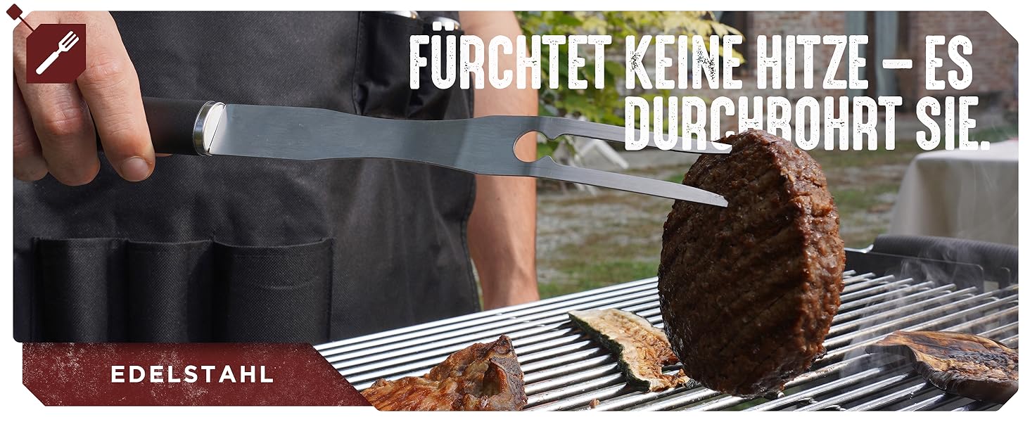 HORUS 23 Набір гриля з аксесуарами з нержавіючої сталі: щитківка, рукавиці для захисту від тепла, килимок для гриля - подарунок для чоловіків