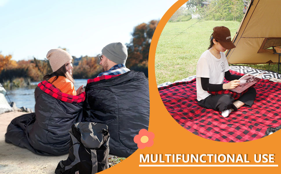 Спальний мішок для двох дорослих з флісу, зимовий, з подушками та сумкою для транспортування, 233*157 см, червоний