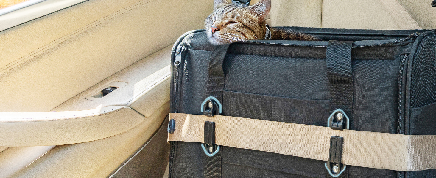 Транспортна переноска для котів та собак Petsfit - складана сумка-переноска для авто, чорна, M (45,5 x 28 x 28 см)