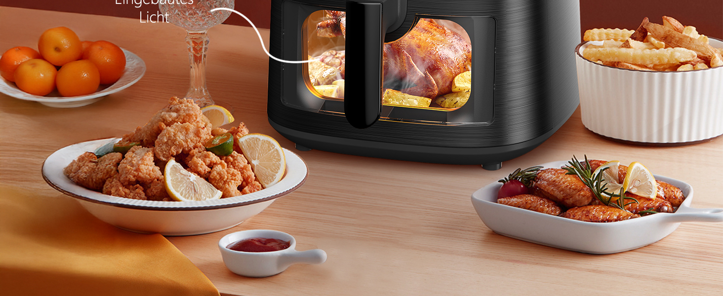 Фритюрниця повітряна Airfryer 7.2L, 11-в-1 з вікном, функція підігріву, розморожування, нагадування про струшування та таймер, здорова без олії, приготування з низьким вмістом жиру