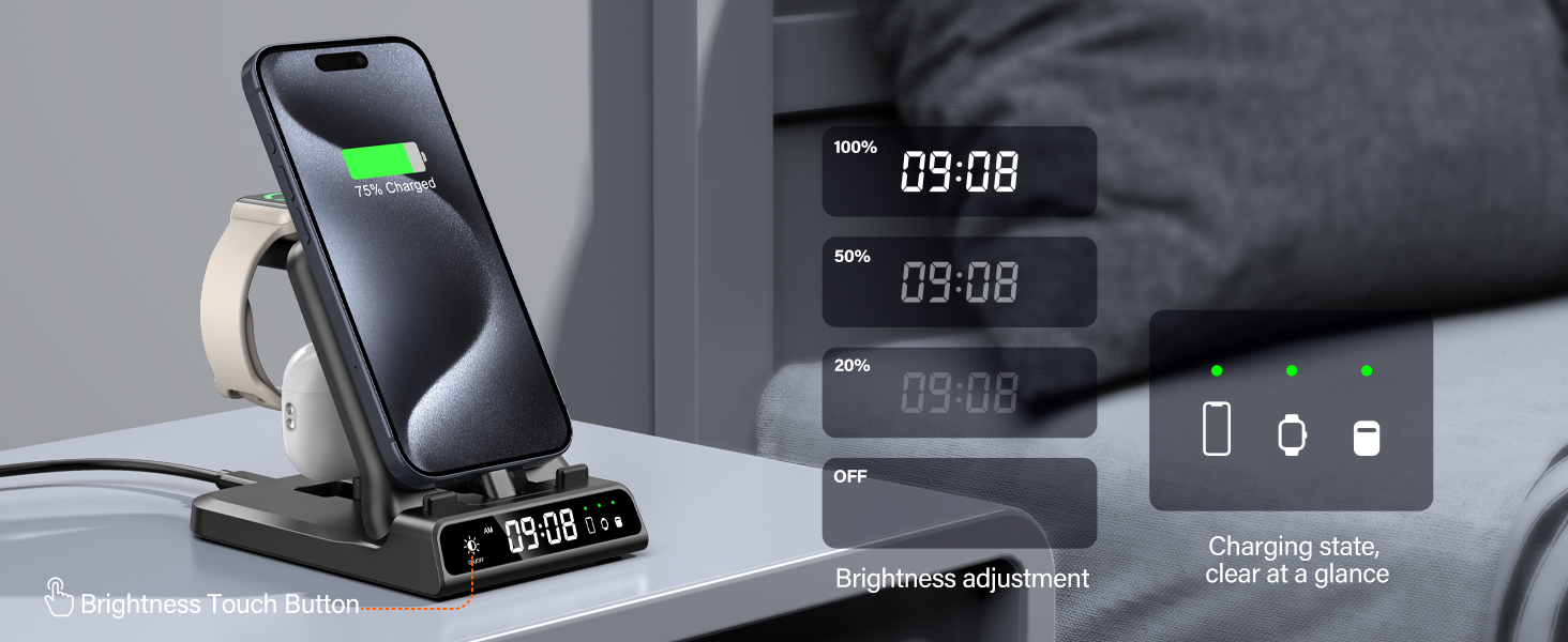 Зарядний стан для Apple SwanScout 701A: iPhone, Apple Watch, AirPods. Підходить для iPhone 6-17