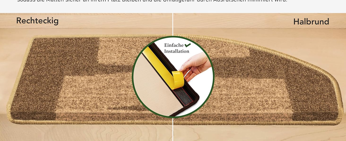 Casa Pura килимки на сходи самоклеючі напівкруглі червоні 15 шт. 65 x 23,5 см, сучасний дизайн | Casa Pura Via Veneto