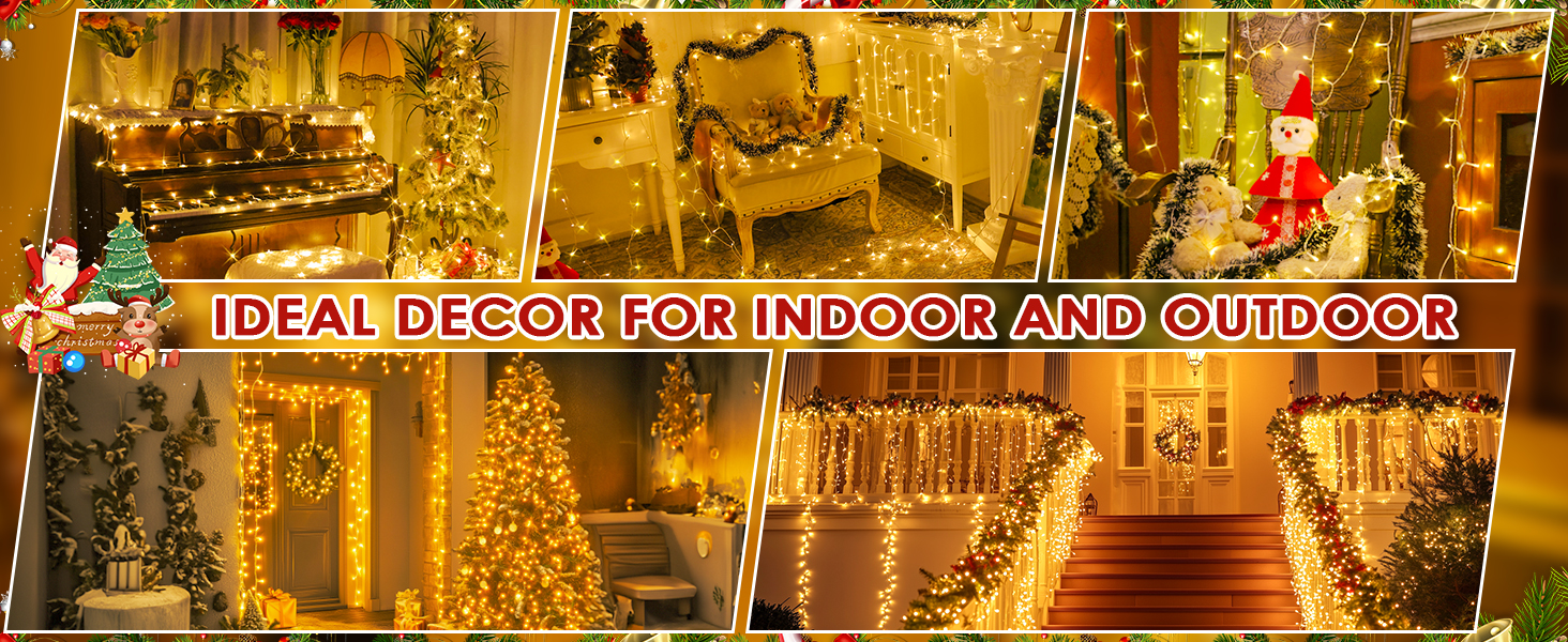 Гірлянда світлодіодна 60м, 600 LED, для декорування приміщень та вулиці, 8 режимів, таймер, IP44, тепле світло, для ялинки, балкона, вікна, саду, вечірки