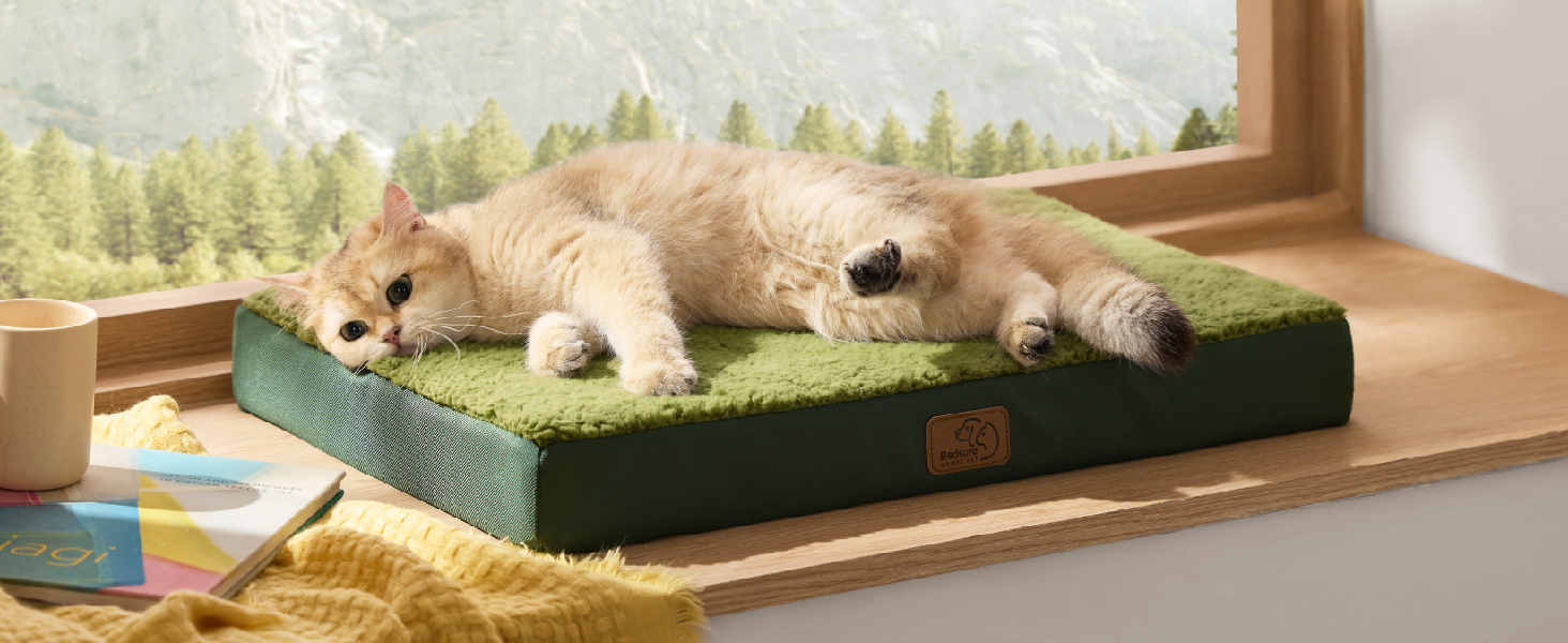 Ортопедичне ліжко для собак BEDSURE - великі породи, 112x81x8 см, м'яке, миється, сірого кольору