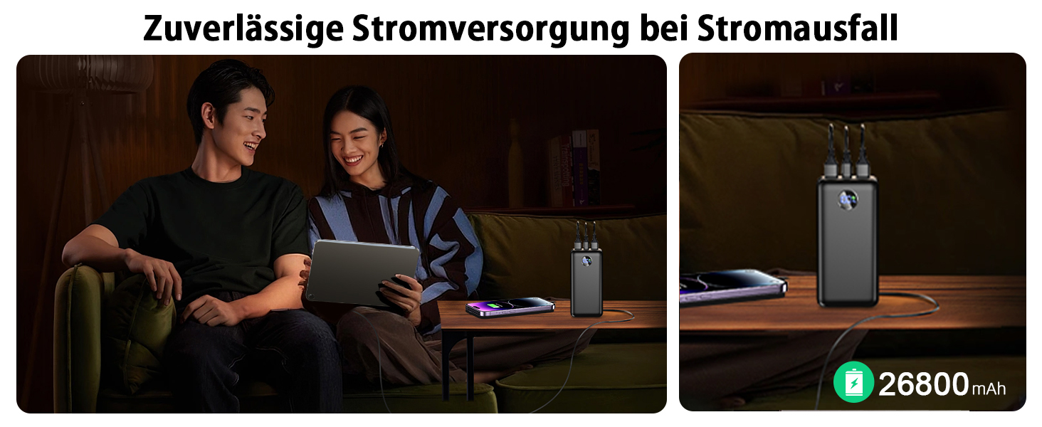 Power Bank 26800mAh з швидкою зарядкою 22.5W, USB-C, PD 3.0, QC 4.0, сумісний з iPhone та Samsung Galaxy