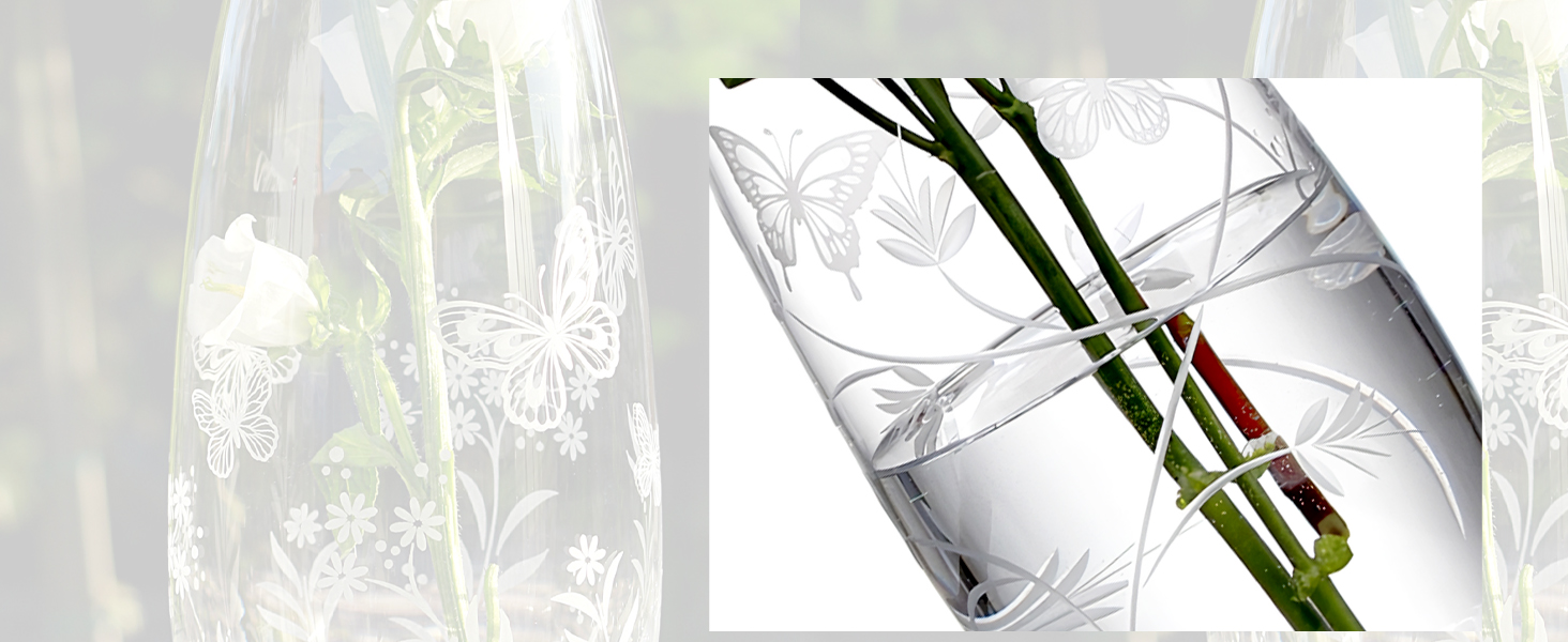 Скляна ваза Butterfly Zylinder - циліндрична ваза висотою 25 см, прозора, для елегантних акцентів