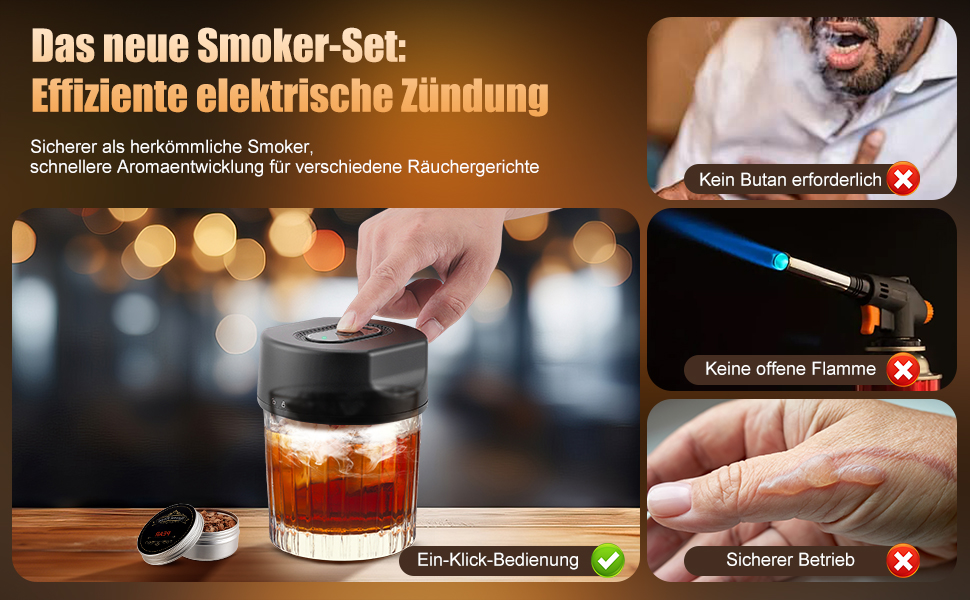 Електричний набір для копчення коктейлів та віскі з 6 ароматами, Infuser для віскі, подарунок для любителів коктейлів