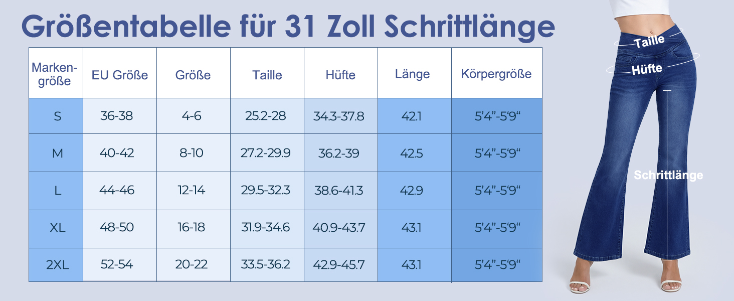 Жіночі джинси Bootcut VX VONXURY з високою посадкою, темно-сині, еластичні, розкльошені, 4 кишені, на кожен день та в офіс, розмір 31