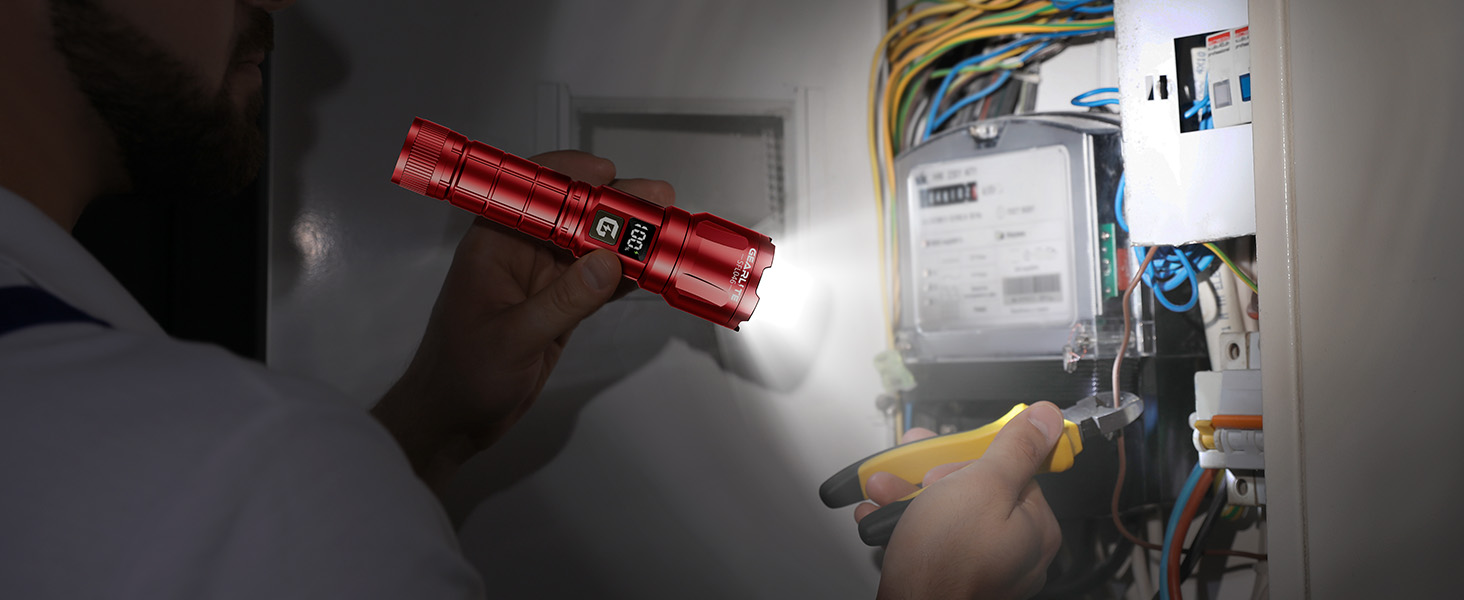 LED ліхтарик Gearlite, 6000 люмен, тактичний, з регулюванням фокусу, 3 режими, водонепроникний IP65, для кемпінгу, риболовлі, туризму, надзвичайних ситуацій (червоний, 1 шт.)