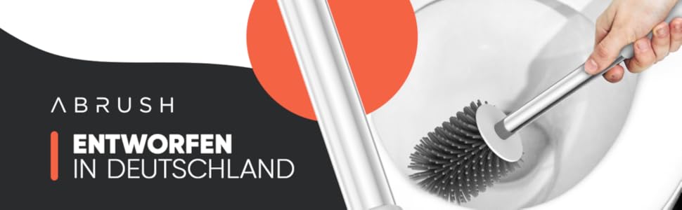 Щітка для унітазу Abrush з м'яким силіконовим наконечником, без свердління, з кріпленням на стіну, білий/сірий колір