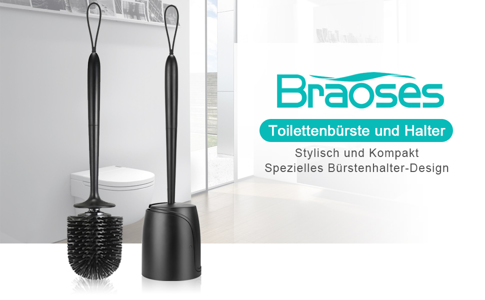 Набір для туалету: щітка з тримачем, силіконова щітка для унітазу, довга ручка, швидке висихання, настінний/підлоговий монтаж (білий та чорний)