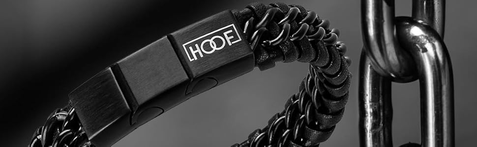 Чоловічий браслет з екошкіри та нержавіючої сталі, плетіння, стилі Рокер, Байкер, Вікінг, Готика, Панк. Чорний, 24 см.