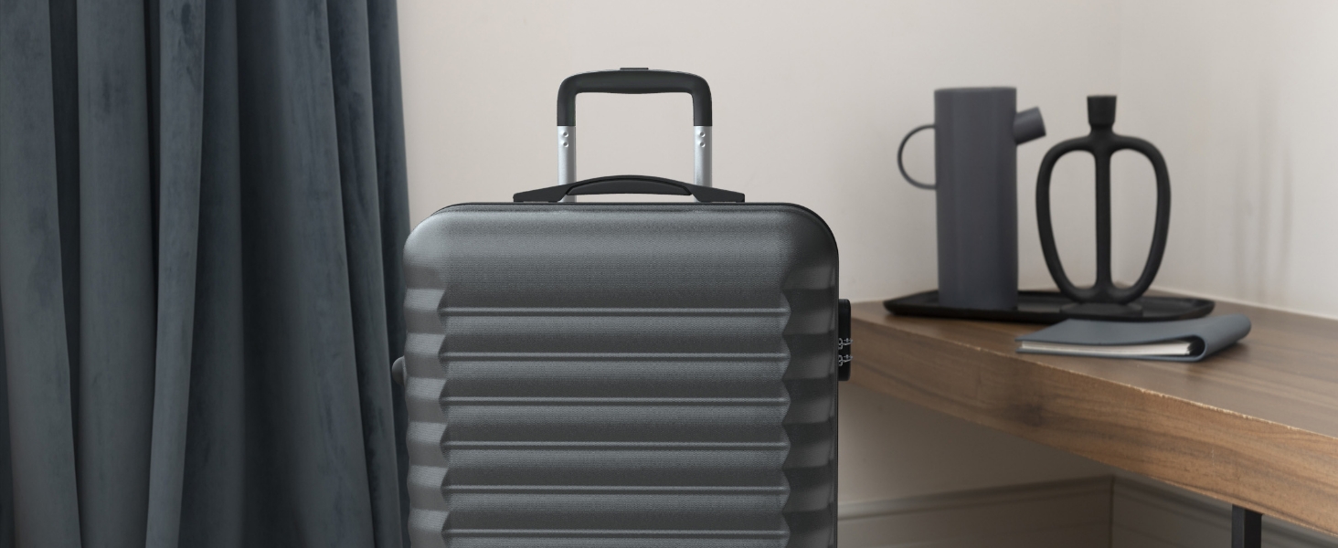 Набір валіз NEWTECK 4 шт. (75см, 63см, 53см, органайзер) ABS, жорсткий, міцний, сірий