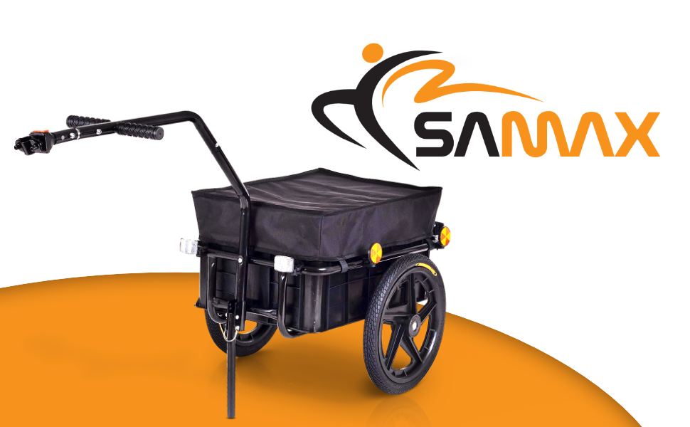Причіп для велосипеда SAMAX 70 літрів / 60 кг, вантажний, з кріпленням, чорний