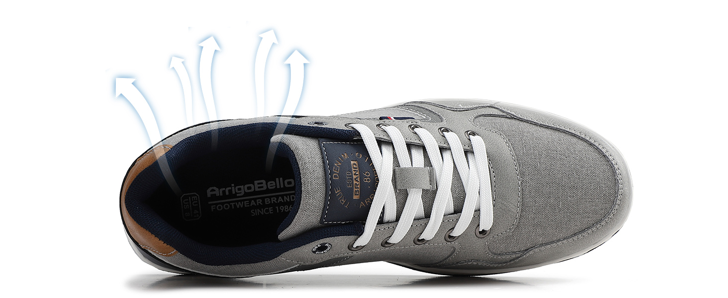 ARRIGO BELLO Кросівки для чоловіків: стильні та зручні для прогулянок та спорту. Матеріал: штучна шкіра PU. Розміри 41-46. Сірий колір (Grau004).