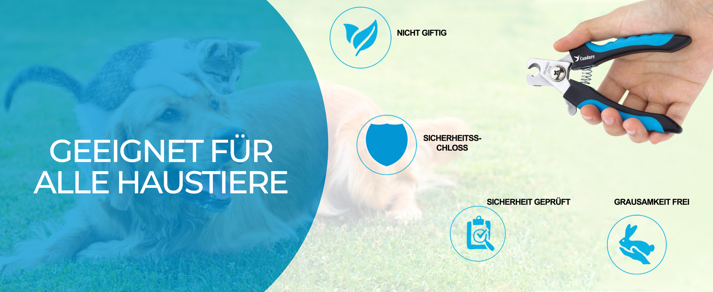 Професійні когтерізки для собак та котів Candure з пилочкою, нержавіюча сталь, 15 см, блакитні