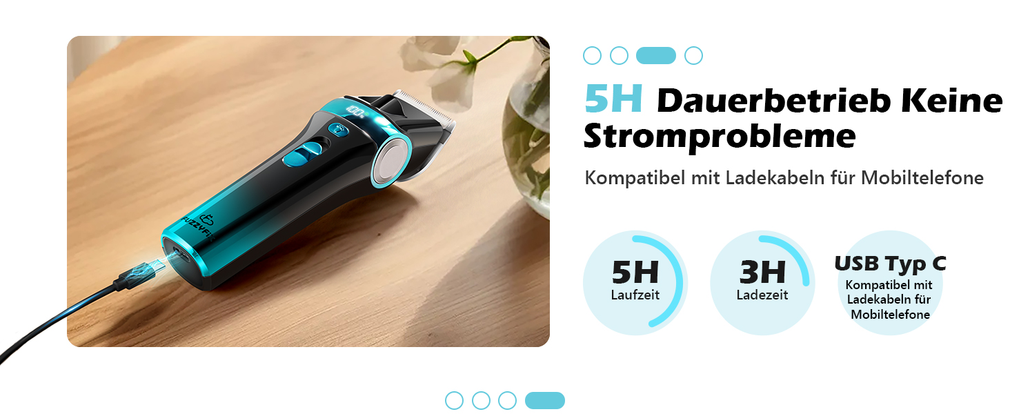 Машинка для стрижки собак Leise з LED-підсвіткою, 2 швидкості, для догляду за обличчям, вухами, лапами, блакитна