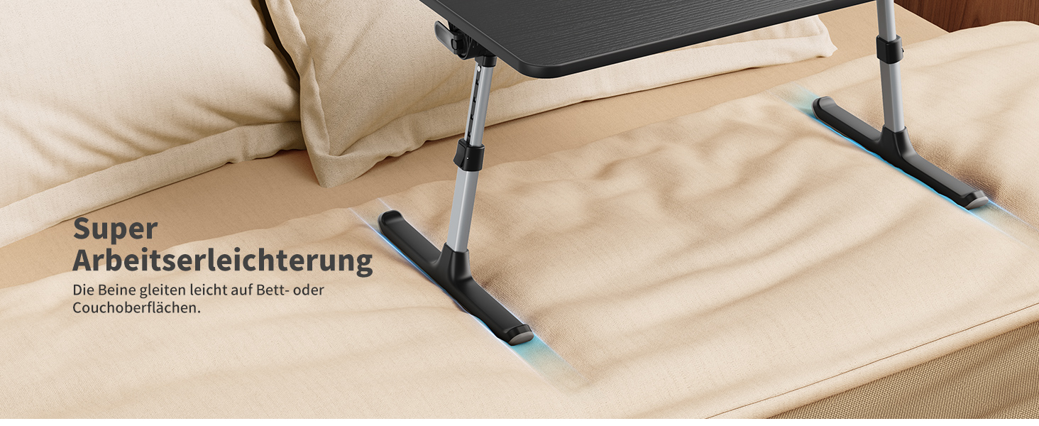 Столик для ноутбука SAIJI, регульована висота, 5 рівнів, для роботи, навчання, читання, їжі, підходить для ноутбуків до 17 дюймів (52*30 см, чорний)