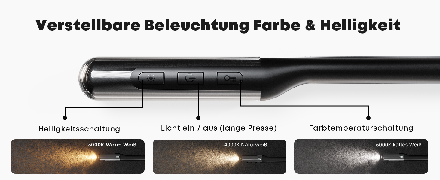 Ліхтар на шию LQWELL для читання, в'язання, рукоділля: LED лампа з регульованою яскравістю та кольором, акумуляторна, чорна