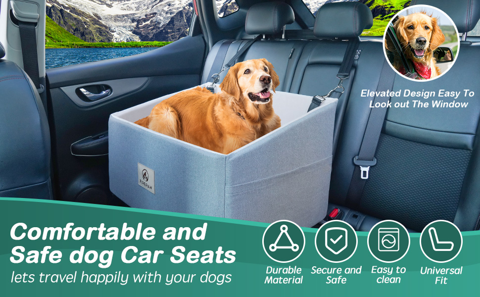Автокрісло для собак, сіре, велике, з підняттям та кишенями для зберігання, до 25 кг, для великих собак та цуценят