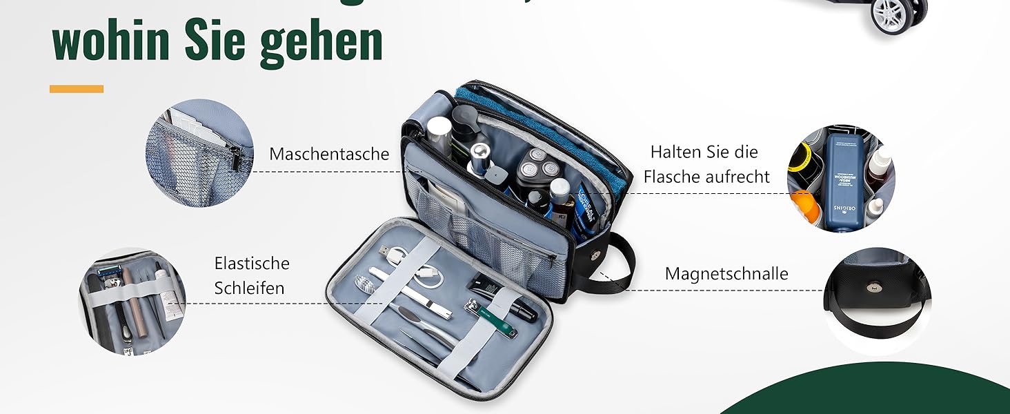 Чоловіча дорожня косметичка Kulturbeutel, водонепроникна косметичка для подорожей, чорна, M