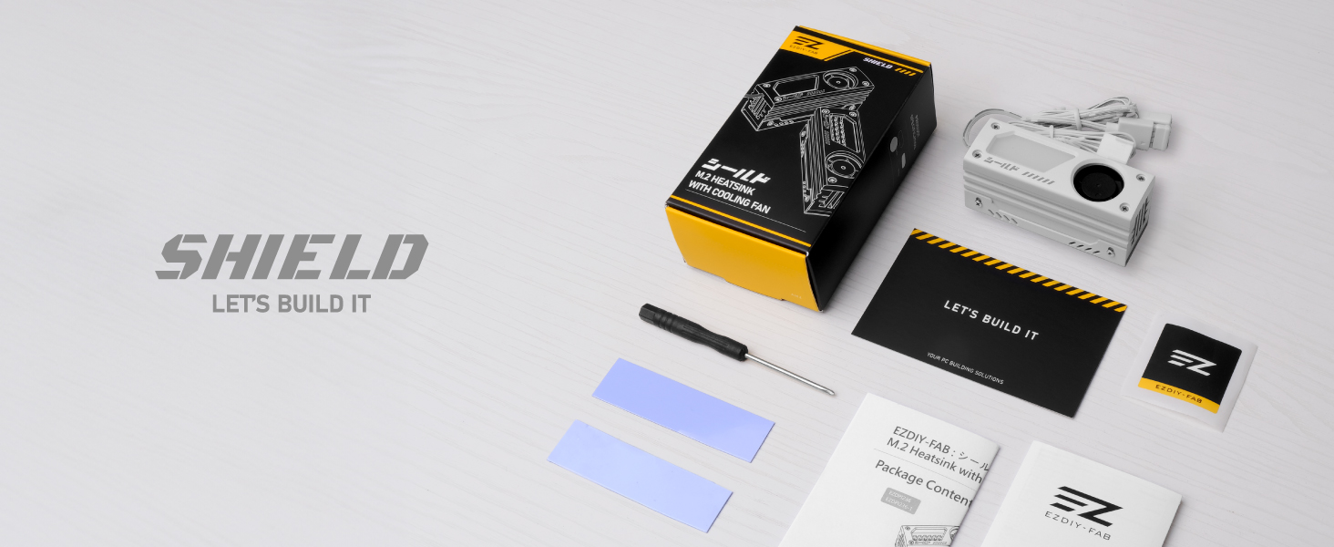 Охолоджувач SSD M.2 EZDIY-FAB Shield ARGB з 20мм вентилятором PWM, преміум-алюмінієвий дизайн, підтримка ARGB 5V 3-Pin, для M.2 2280, чорний, 1 шт.