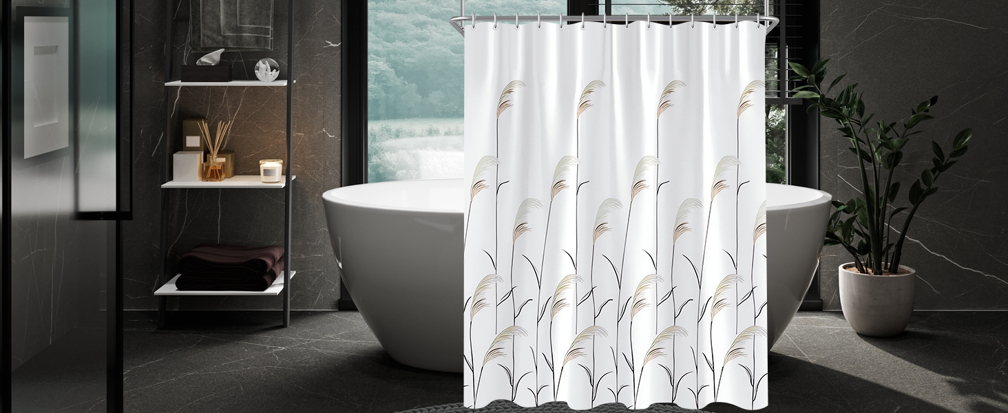 Штора для душу Weizenohr 180x200 см, з утяжеленим краєм, антигрибкова, водовідштовхувальна, поліестер, з кільцями (1 шт)