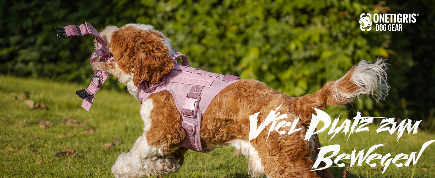 Нагрудник для собак OneTigris FIRE Watcher тактичний, безпечний, з 1 ручкою та 2 D-кільцями, 1000D нейлон (рожевий, XS)