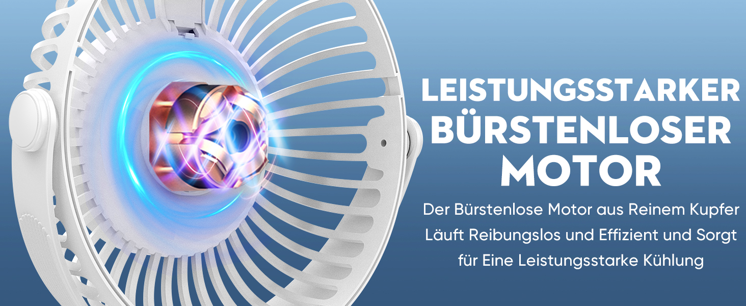 COZII Міні вентилятор на кліпсі USB, акумуляторний, тихий, 5 швидкостей, 720° оберт, 16 см, для дому, офісу, подорожей (білий)