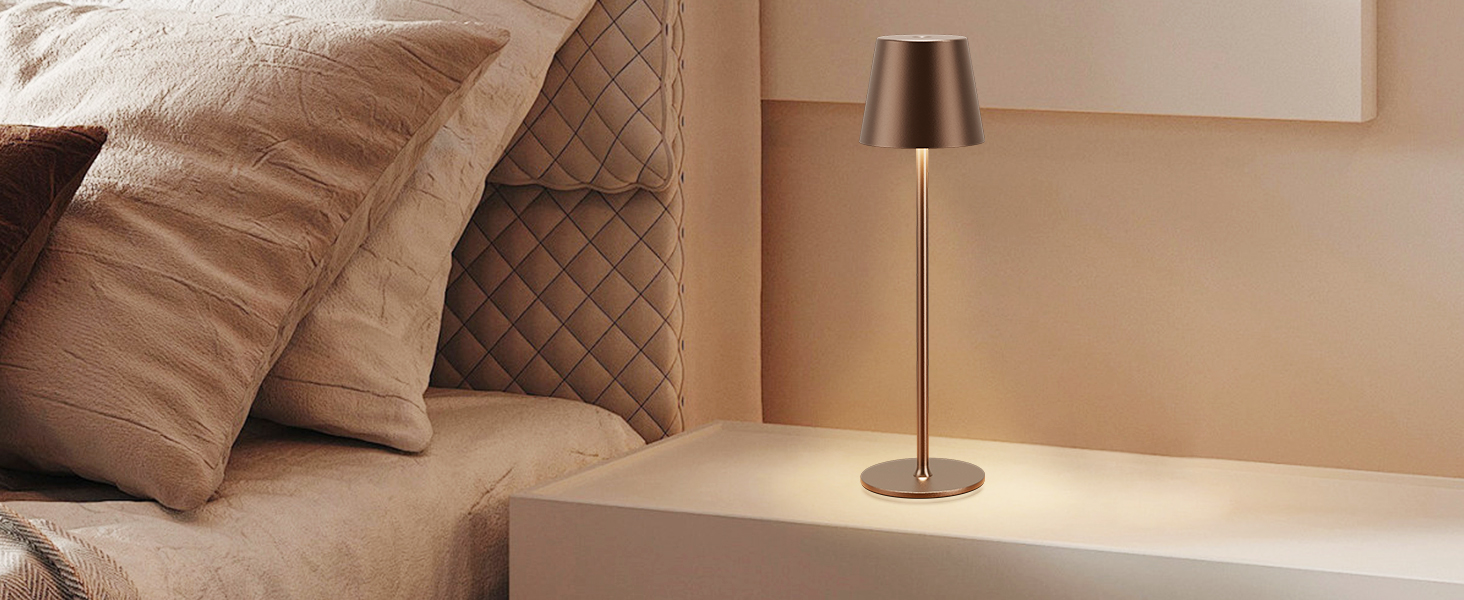 Набір з 2 бездротових настільних світильників LED з акумулятором, диммер сенсорний, 3 режими кольору, USB-C зарядка для спальні, столу, кемпінгу (Чорний)