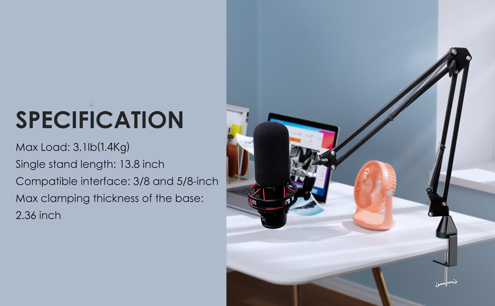 Кріплення для мікрофону YOUSHARES, сумісне з HyperX QuadCast, металева клямка для стільниці, підставка для мікрофона з поп-фільтром, гнучкий мікрофонний важіль