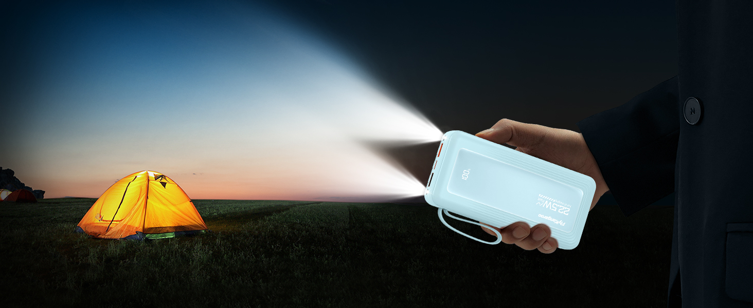 Power Bank 20000mAh, 22.5W, 6 виходів, 2 входи, LED дисплей, сумісний з iPhone, Samsung, Pixel, блакитний