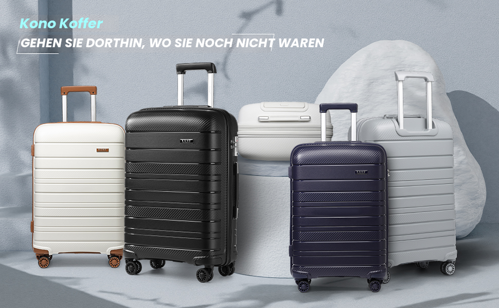 Чохол-валіза KONO з TSA-замком та 4 спіннер-колесами, білий, розмір S (Cabin 20 дюймів)