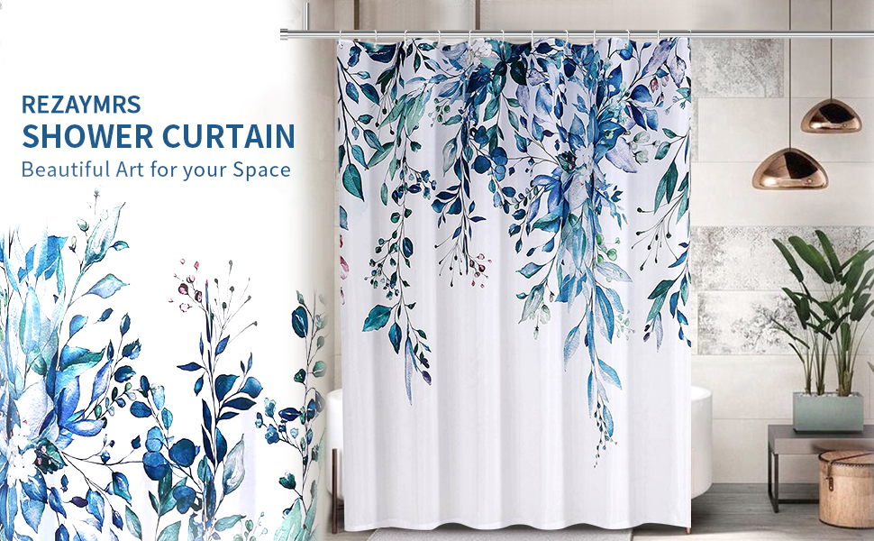 Шторка для душу REZAYMRS, 180x200 см, водонепроникна, з 12 гачками, поліестер, зелена, для ванної кімнати