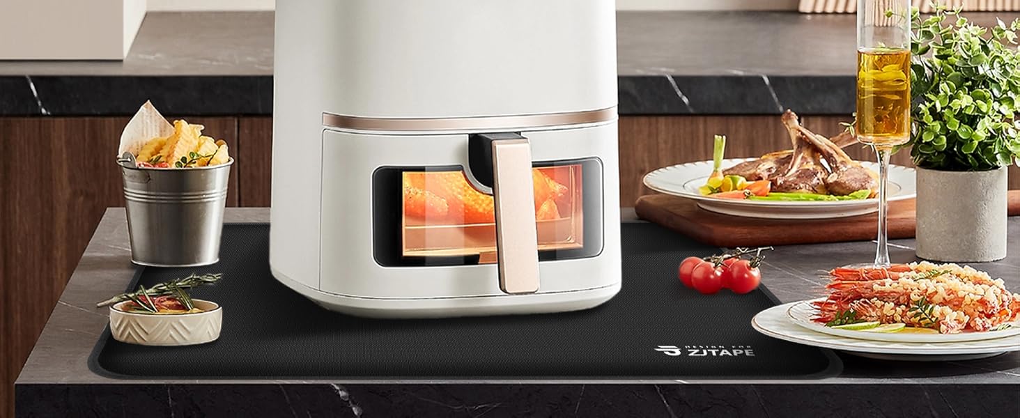 Термостійкий килимок для захисту від нагрівання 60x40 см, вогнестійкий килимок для кухонних стільниць, силіконовий килимок, неслизький та водонепроникний для аір-фрі, кавомашини (50x30 см, чорний)