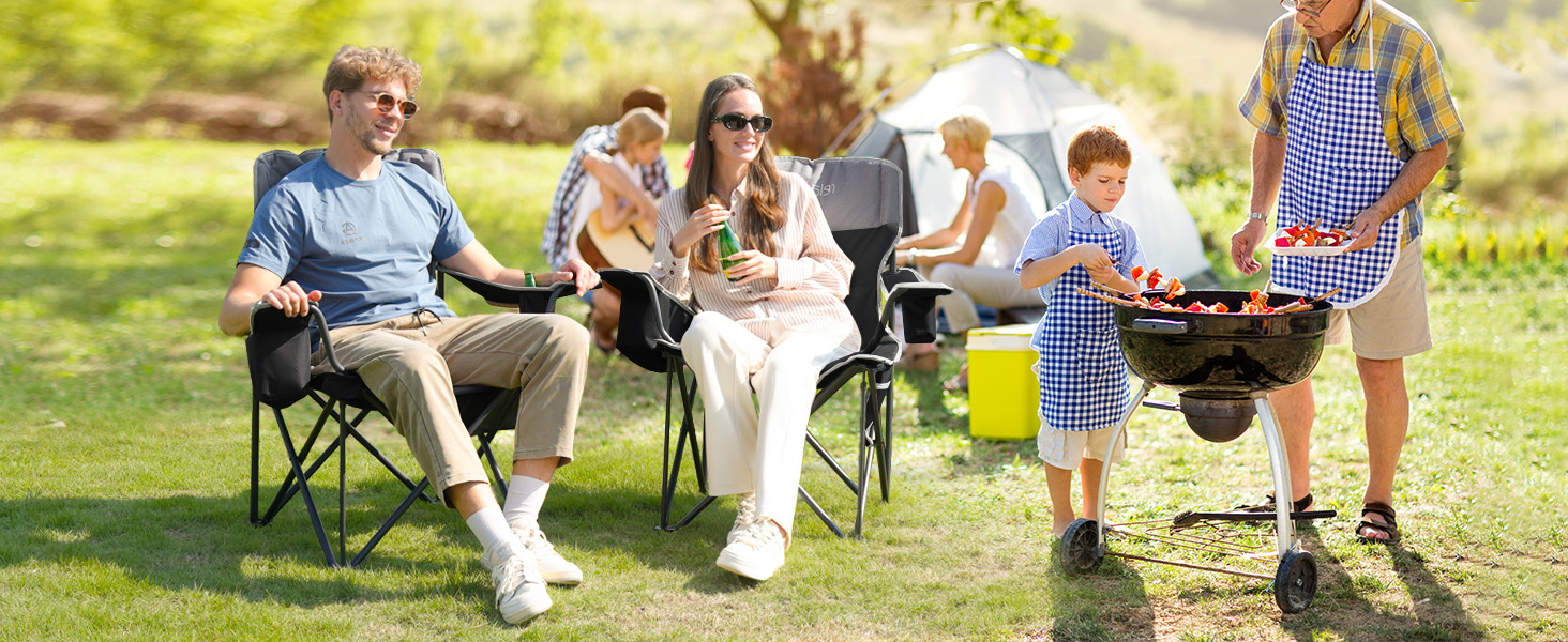 Кемпінговий стул складний RELAX FIELD 200KG з підстаканником та сумкою-холодильником, чорний