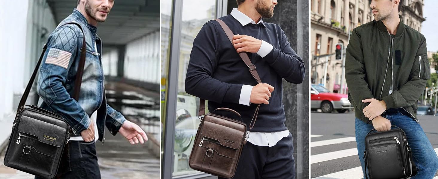 Чоловіча нагрудна сумка через плече з PU-шкіри, водонепроникна, світло-коричнева