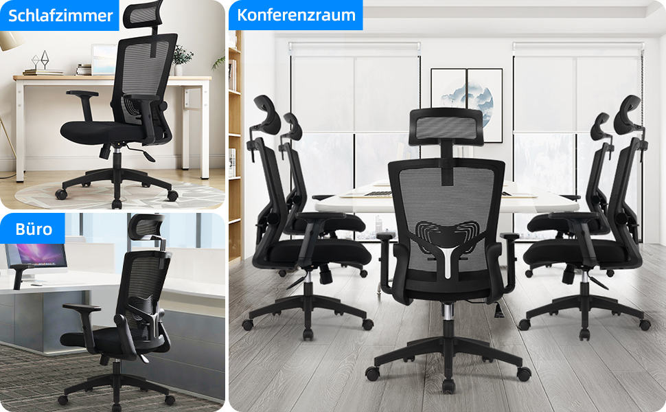 Ергономічне офісне крісло Daccormax з регульованою підтримкою голови та попереку, сітчасте, до 150 кг, темно-сіре