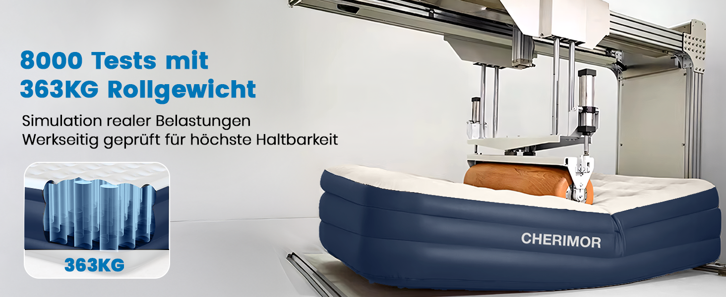 Надувне ліжко для двох осіб, самонадувна повітряна матрац для гостей з вбудованим насосом (3 хвилини), захист від проколів, надувна матрац для кемпінгу та дому, 203x152x46 см, максимальне навантаження 363 кг